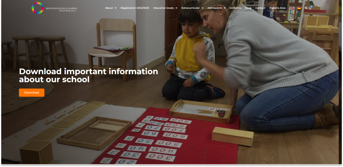 Montessori School Almería - Rediseño web y espacio virtual